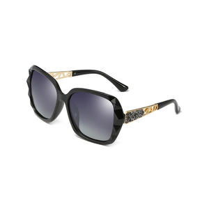 2023 New Style Custom Logo Ladies <strong>Polarized</strong> <strong>Sunglasses</strong> Blue Gold Metal TAC Lens Diamond Polygonal Design Fashionable - Product Image 1