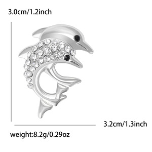 Broches de Animais Marinhos Fofos, Luxuosos, de Moda Feminina, com Strass, em Liga Dourada, Personalizáveis, para Casamentos e Festas - Product Image 2