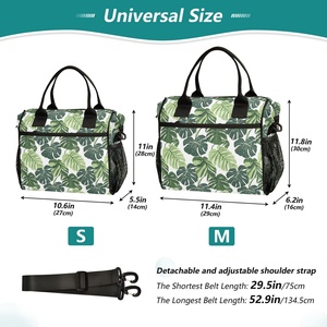 Sac à déjeuner isotherme personnalisé de haute qualité, vert Monstera, à bandoulière unique, de taille moyenne, avec poches en filet - Product Image 2