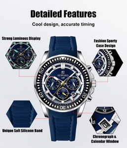 Montre VIP pour homme, vente en gros, chronographe à quartz, aiguilles lumineuses, bracelet en caoutchouc, étanche, meilleur cadeau pour lui - Product Image 3