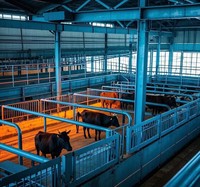 Hangar à structure en acier préfabriqué de conception moderne pour stalle de vache laitière Maison de ferme antisismique et abri d'auto à ossature métallique et bâtiments