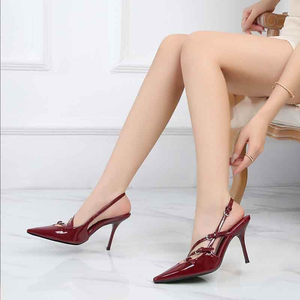 Nouvelles sandales plates pour femmes en cuir véritable de luxe, sexy et confortables, à bout pointu, pour les soirées, sandales à talons hauts pour femmes - Product Image 3