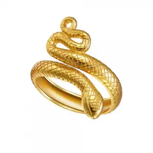 Customized Vintage Handmade Jewelry Snake Design Twist Open Rings Women Joyeria 925 Sterling Silver Gold Rings