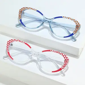 Fashionable New Arrival Cat eye Reading Glasses Anti-blue Diamond 2023 Time Colorful Blue Light Blocking Glasses