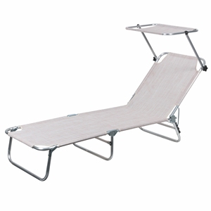 Lit de plage VIESTE/parasol en aluminium/polyester écru mélange - Product Image 1