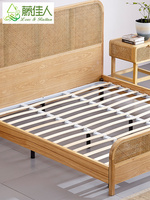Lits en rotin et bois de style danois, disponibles en tailles King, Queen, Double et Simple