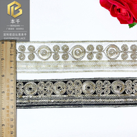 LEIXUSI 4,5 cm – Bordure en dentelle à sequins et cordon doré ethnique, faite à la main pour costume Dai, accessoires traditionnels DIY