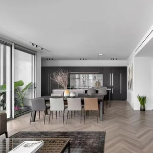 Nouvelle conception d'éléments métalliques avec terrasse en îlot pour villa, armoires de cuisine modernes, armoires de cuisine, bois, 15 ans d'usine - Product Image 1