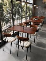 Ensemble table et chaises de restaurant vintage industriel, mobilier de salle à manger en bois massif, canapé banquette commercial pour café, bistrot, hôtel
