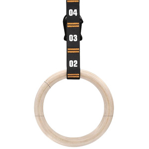 Anneaux de gymnastique en bois de bouleau de 28 cm avec sangles pour exercices à domicile - Product Image 3
