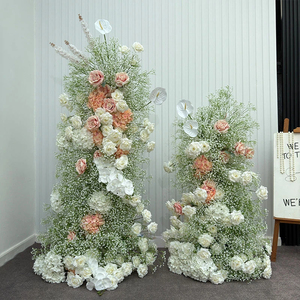 Composition florale blanche et bleue, arche de fleurs de gypsophile rose pour toile de fond de scène de mariage, décoration d'événements et de fêtes d'anniversaire - Product Image 2