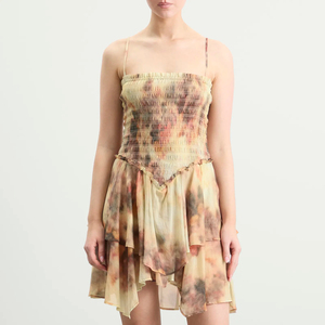 Gothic Floral Mini Dress with <b>Spaghetti</b> <b>Strap</b> Woven Fabric-All Seasons Streetwear Casual - Product Image 1