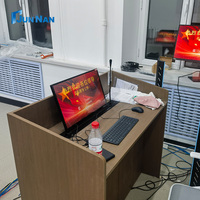 Table de conférence intelligente avec écran LCD escamotable, élévateur motorisé pour écran, microphone, système de conférence sans papier, équipement de bureau