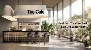 Barra de Bar Moderna para Cafetería, con Cubierta Blanca en Forma de Tambor, Panel de Vidrio, Estante Trasero, Estación para Barista, Mueble Personalizado para Cafetería - Product Image 2