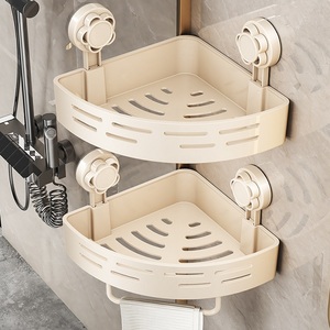 Bathroom Suction <strong>Shower</strong> Corner Shelf with Cross Bar for Toilet Shampoo <strong>Kitchen</strong> ABS Suction <strong>Shower</strong> Shelf Grey - Product Image 5