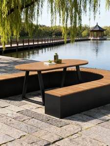 All-Weather Solid Teak <b>Wood</b> Outdoor Furniture Set Waterproof Sunscreen Treated <b>Table</b> Chairs for Park Terrace Leisure <b>Garden</b> Huwa - Product Image 2