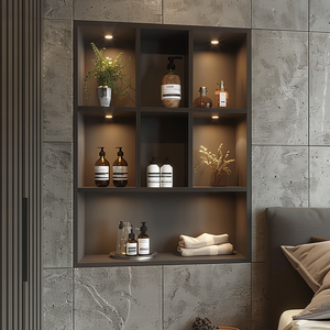 Groothandel Hoekige Ingebouwde RVS LED Licht Niche Organizer Badkamer Accessoires Opberg Niche Wandplank - Product Image 3