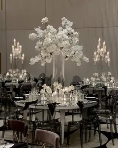 MH-TZ0571 20 Arms Glass Vase Tube Candle Holder Tall Crystal Candelabra For Wedding Home Decoration Candelabra