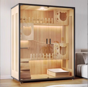 Nuevo Lanzamiento Villa de Lujo Moderna para Gatos de Interior Gran Recinto para Gatos con Ruedas Casas de <span class=keywords><strong>Madera</strong></span> Multifuncionales para Gatos de Interior - Product Image 3