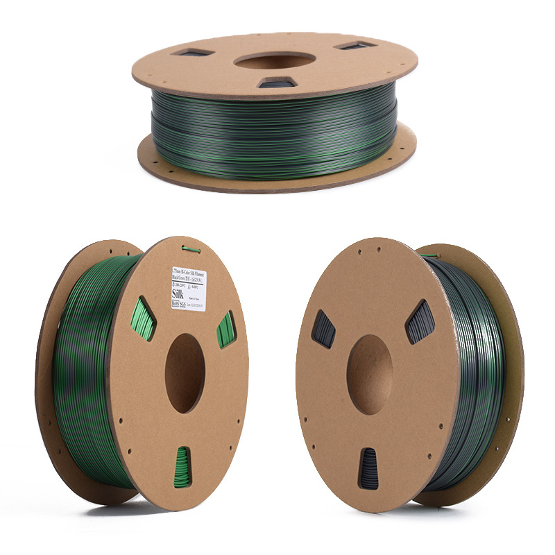 Soie double couleur 1kg (noir/vert)