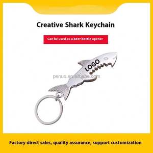 Llavero de Metal Dorado Creativo y Único con Forma de Tiburón, Abridor de Botellas, Grabado de Logotipo Personalizado para Regalos Promocionales Publicitarios - Product Image 2