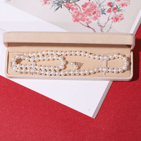 Collier de luxe en fausse perle de coquillage marin, ensemble de bijoux trois pièces pour femmes, chaîne à lame, accessoires de clavicule, cadeau pour la fête des mères