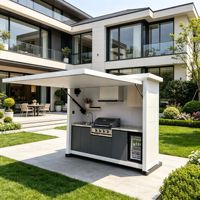 SUBEI Draagbare Waterdichte BBQ Grill Roldeur RVS Keukenmeubel voor Tuin, Hotel, Strand & Kamperen