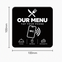 Autocollant de menu NFC personnalisé noir en PVC pour restaurants
