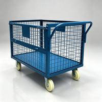Chariot roulant en treillis métallique pour entrepôt avec poignée, cage à roulettes industrielle pour le transport de marchandises