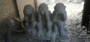 Pietra a grandezza naturale tre scimmia statua scultura vedere nessun male sentire nessun male non parlare male per la decorazione del giardino - Product Image 4