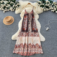 Robe maxi ample sans manches à imprimé STOCK, avec liens aux épaules, pour femme, robe de plage bohème d'été, TAILLE UNIQUE