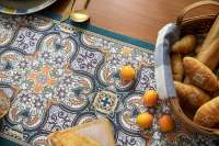 Chemin de table en polyester Jacquard à glands de fleurs, style bohème géométrique, style rétro, chemin de table de luxe