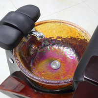 Fauteuil de pieds électrique pour pédicure, siège de luxe personnalisé en cuir véritable, Design de sortie d'eau automatique, haut de gamme, Salon de beauté en cristal européen