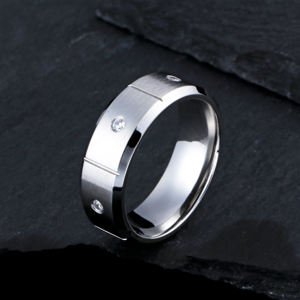 유행 G23 티타늄 반지 유니버설 지르콘 거울 광택 퇴색 방지 남성 여성 - Product Image 5