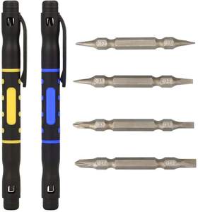 Custom Logo OEM DIY Chrome Plastic Handle Double-end Bits Household Slotted Phillips Magnetic Tip 134mm Pocket Pen <b>Screwdriver</b> - Product Image 1