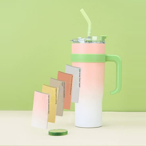 New Gradient Color 304, Stainless Steel <b>Thermos</b> <b>Cup</b> Student High-value Double Drinking Straw <b>Cup</b> Outdoor Portable Car <b>Cup</b>/ - Product Image 6