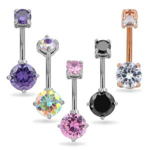 New Product Navel Ring Belly Button Piercing Jewelry Petal Crystal 14G Snake Tik-Tok Butterfly Crown Yoga Non Pierce