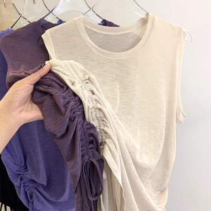 Débardeur de sport uni sans manches pour femme, fin et ample, design simple, idéal pour la course, l'entraînement et le yoga, séchage rapide - Product Image 3