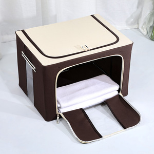 Clothing Organizer Rectangle Foldable With Lid <b>Stackable</b> Solid Color Oxford Fabric <b>Storage</b> Box For <b>Wardrobe</b> Use - Product Image 4
