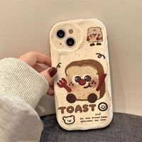 Coque de téléphone Fun Toast pour iPhone 15 Pro Max, mignonne, antichute, protection intégrale, style dessin animé, en TPU, compatible XS/XR/7/8/11/12/13/14/15