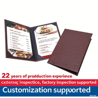 Livre de présentation de restauration personnalisé en gros, couleur et logo personnalisés, couverture de menu de restaurant de haute qualité avec MOQ de 100 pièces, marque V-ding