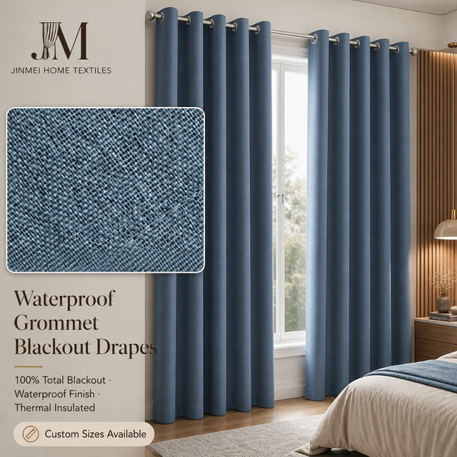 Source Manufacturers Coated Linen Modern Living Room Linen Thickened 100 Shading Waterproof Curtain