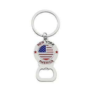 Nouveau style – Décapsuleur en alliage de zinc de luxe, porte-clés rond avec drapeau - Product Image 1