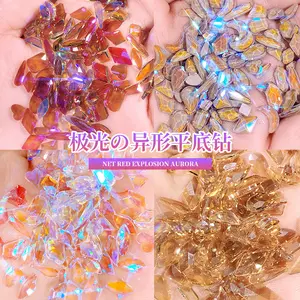 100/50Pcs Irregular Crystal Nail Charms Rhinestone Mixed-Size Resin Flatback Jewelry Aurora Glass Gem Stone Parts Manicure Decor