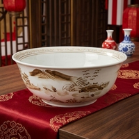Grands bols en céramique chinois anciens faits à la main, motif paysage rouge et blanc, pour la décoration de mariage et de la maison