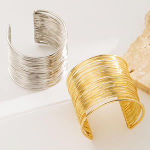 2024 nouveauté mode pas cher en gros bijoux bracelet creux brossé fil ouvert couches 18k or femmes bracelet bracelets - Product Image 6