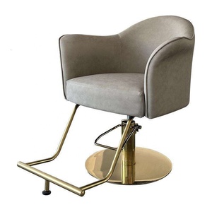 Sillón de Salón Hidráulico de Cuero PU Moderno, Silla de Peluquería Ergonómica con Base Dorada para Salón de Belleza y Barbería - Product Image 5