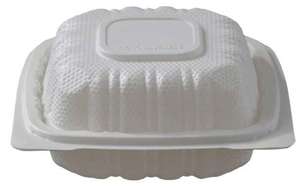 Contenitore per Pranzo Bianco in PP con Coperchio 6 X 6 Pollici Adatto al Microonde 1 Scomparto Design Minimalista - Product Image 1