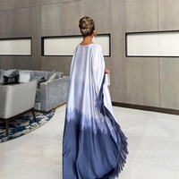 Robe longue à motifs dégradés et franges, décontractée, élégante, modeste, en satin, Abaya, avec pompons, vêtement islamique, style européen et américain