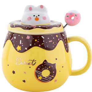 Tazza da <span class=keywords><strong>caffè</strong></span> con coperchio e cucchiaio di alta qualità per l'home Office di alta qualità per regali da donna - Product Image 5